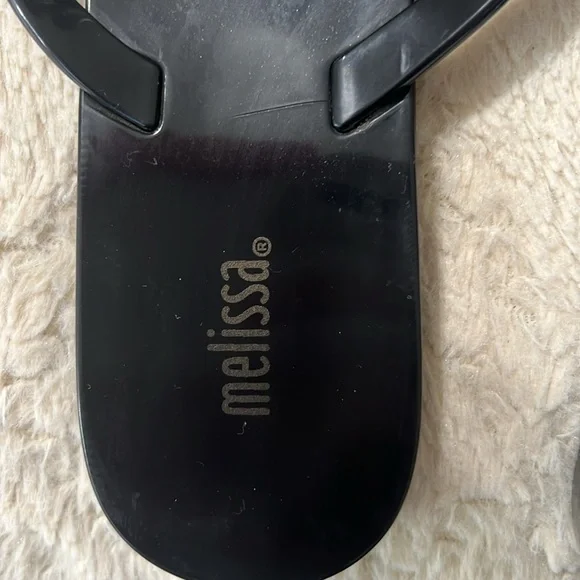 Melissa Black and Gold Glitter Bow Sandals Size 8 - Picture 3 of 7